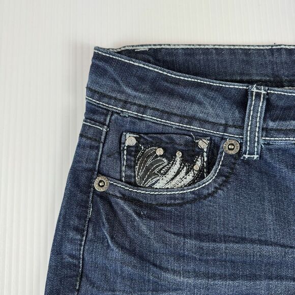 Premiere by Rue21 Skinny Jeans 5/6R Dark Wash Y2K Inspired Bling Pockets - Picture 6 of 9